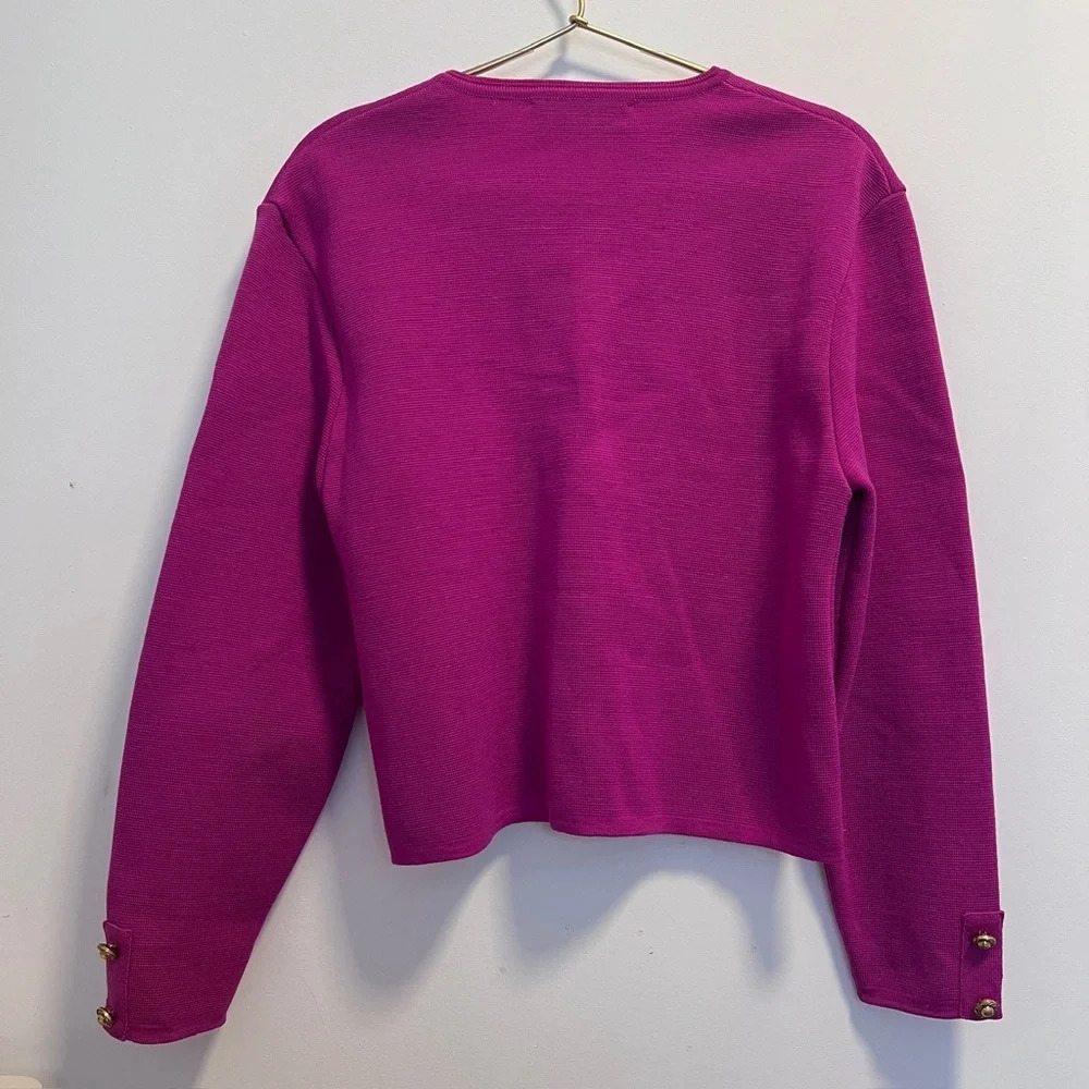 Jaegar vintage wool sweater round neck cardigan pink jacket gold buttons - Picture 12 of 12